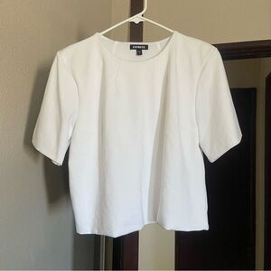 Express Women's White Skimming Ponte Boxy Tee - Size Medium